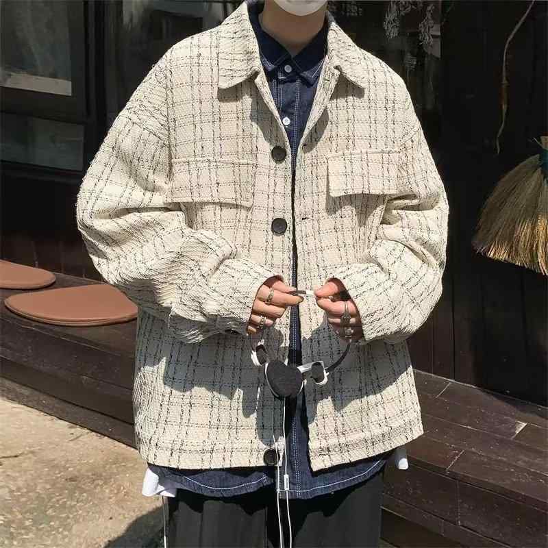 其它 - ジャケット メンズ 男性用 春秋 ブルゾン ゆったり ポリエステル 無地 襟付き ブラック 黒 アプリコット M L XL 2XL