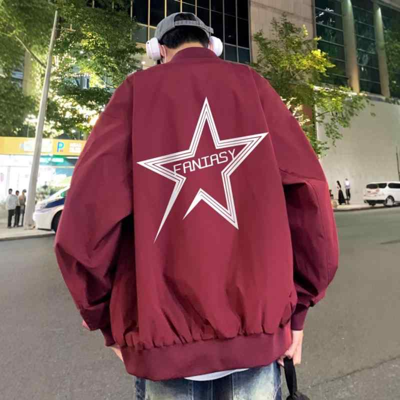 ジャケット メンズ 男性用 ブルゾン 春秋 アウター 野球服 ジャンパー 長袖 ポリエステル ブラック レッド