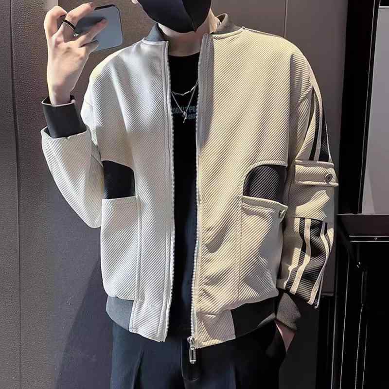 ジャケット 男性用 ブルゾン 春秋 多ポケット ワーク ミリタリー スタンドカラー 野球服 長袖 アウター ブラック カーキ