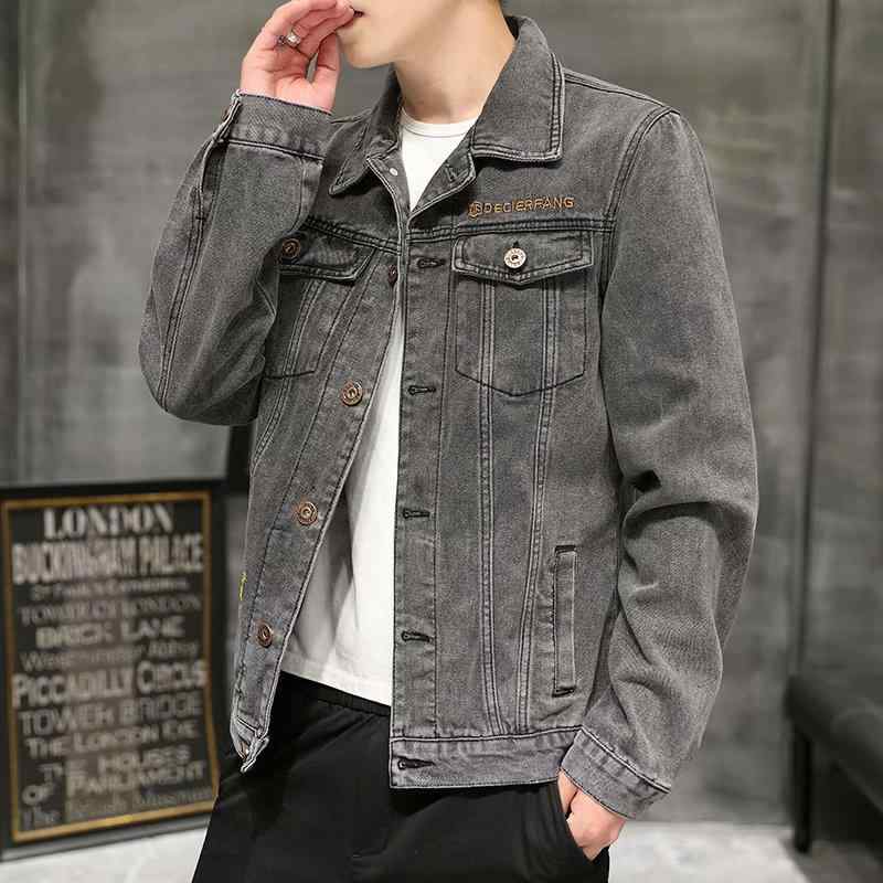 デニムジャケット メンズ Gジャン ブラック カジュアル ストリート系 アウター トップス 長袖 ポケット付き 春秋(x2)(4)