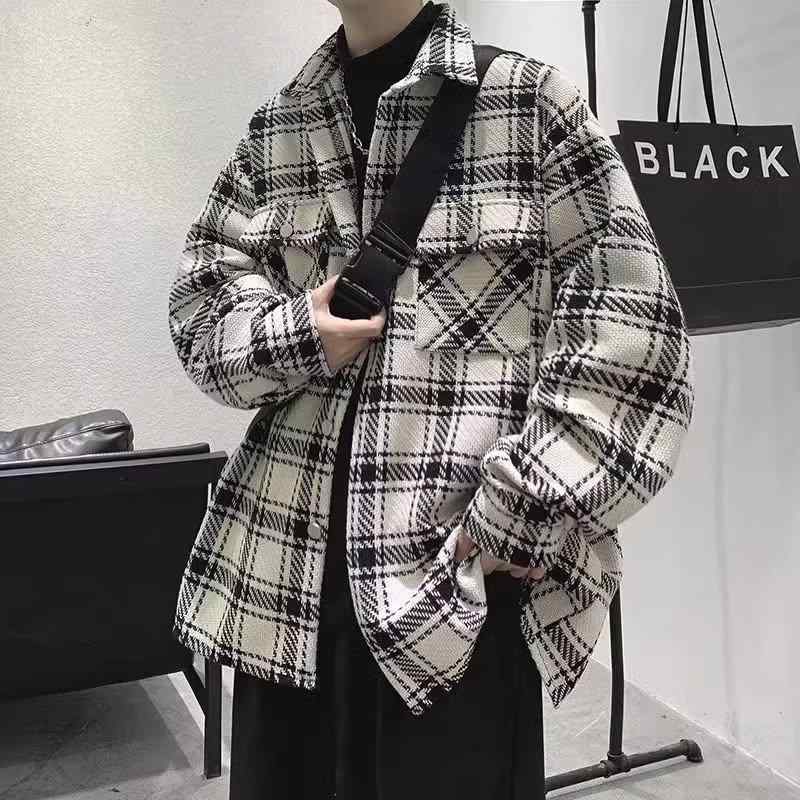 ジャケット メンズ 男性用 格子柄 春秋 秋冬 長袖 アウター 普段使い 10代 20代 30代 黒 白・商品カテゴリ: ジャケット・スタイル: 港風・対象年齢層: 18-24歳・襟型: 翻領・フィット: ルーズ・前立て: シングルブレスト・フード: なし・厚さ: 厚手・柄: 格子・メイン素材: ポリエステル・メイン素材の含有量: 95%・裏地: ポリエステル・裏地の含有量: 95%・適用シーン: 日常・ディテール: パッチワーク・裾デザイン: ストレート・袖丈: 長袖・カラー: ホワイト, ブラック・サイズ: S, M, L, XL, 2XL, 3XL・袖型: レギュラー