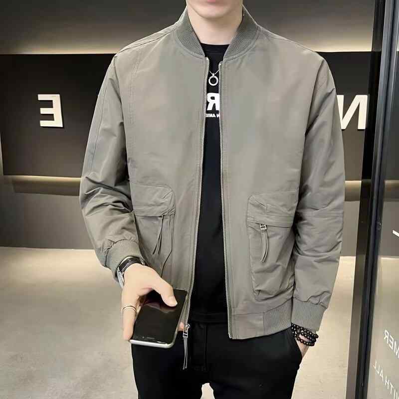 ジャケット メンズ ワーク 切り替え 秋冬 ブルゾン ジャンパー アウター 普段使い レトロ 襟付き 宽松 防風 摩耗性 ポリエステル ブラック グリーン