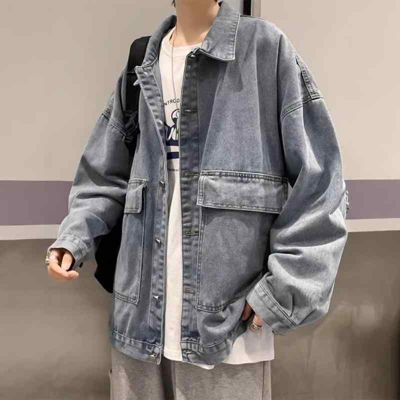 ジャケット メンズ デニム Gジャン ゆったり 春秋 韓国 ブルゾン ライトブルー