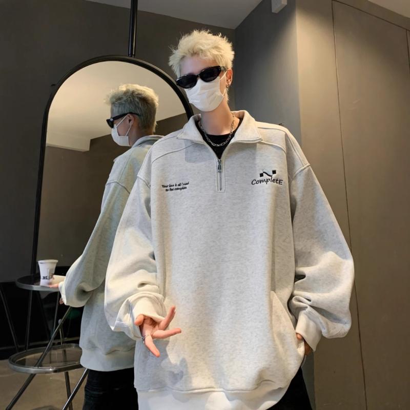 スウェット メンズ プルオーバー 春秋 スポーツMIX 配色 切り替え 立ち襟 ポリエステル ゆったり 長袖 トップス 普段使い