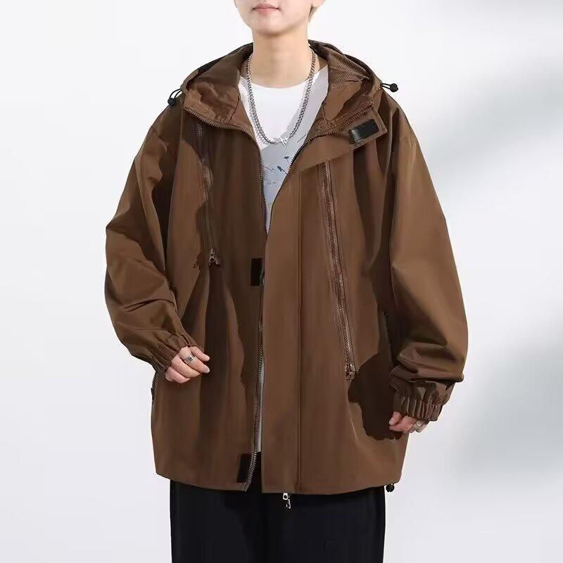 マウンテンパーカー メンズ 防風 防水 ジャケット アウター 春秋冬 アウトドア 登山 ワークウェア ブルゾン ジャンパー 合体型 若者 撥水 無地 黒 緑 紫