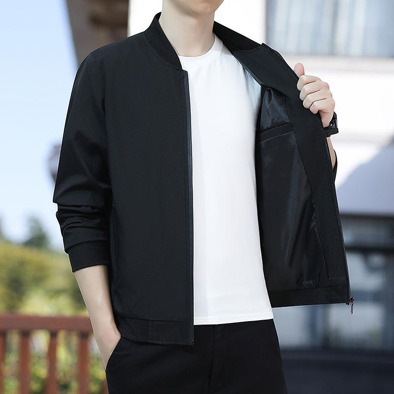 Wear - ジャケット メンズ 男性用 ブルゾン ライトアウター 立襟 無地 薄手 春秋 カジュアル スポーティー 普段使い 長袖 トップス 羽織り グレー 黒 ブルー系