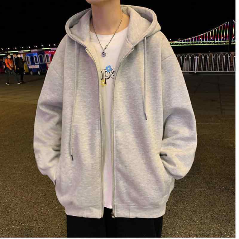 ジャケット 男性用 秋冬 裏起毛 スウェット ジップアップ パーカー ブルゾン 運動着 カジュアル ゆったり ブラック グレー ポリエステル