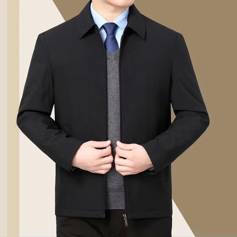 ジャケット 男性用 紳士服 ビジネス カジュアル スタイル 薄手 春秋 ポリエステル 襟付き ブラック ブルー・商品カテゴリ: ジャケット・スタイル: ・対象年齢: 35歳以上・襟の形: 襟付き・フィット: レギュラー・前立て: ジッパー・フード: なし・厚さ: 薄手・柄: 無地・素材: 化繊混紡・主な素材: ポリエステル90%・裏地: ポリエステル90%・着用場面: 日常・ディテール: 多ポケット・裾の形状: ストレート・袖丈: 長袖・カラー: 黒.青（襟付き/立ち襟.薄手）・サイズ: M.L.XL.2XL.3XL・袖のタイプ: 通常袖・着丈: 普通