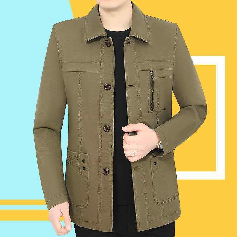 Wear - ジャケット 男性用 紳士服 ミドルエイジ 翻襟 アウター ゆったり リラックス 春秋 カーキ ベージュ