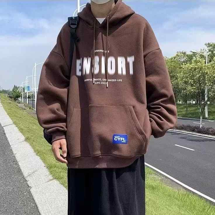 スウェット メンズ 秋物 長袖 プルオーバー パーカー ストリート カジュアル ゆったり ブラック コーヒー色