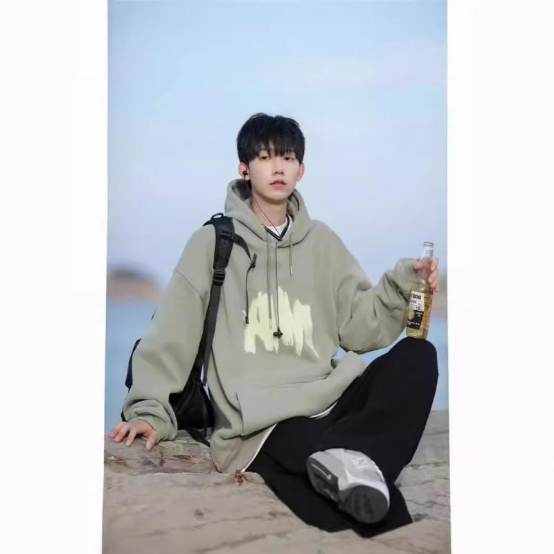 パーカー メンズ 秋冬 裏起毛 スウェット プルオーバー フード付き ロゴ プリント カジュアル トップス ゆったり 大きめサイズ 紺 緑 赤 白 黒 グレー(x2)