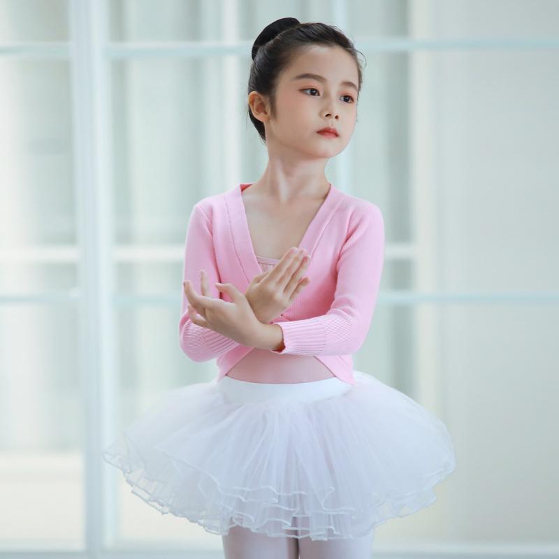 Rakuten - 子供 バレエ ダンス トップス ショール カーディガン 長袖 秋冬 女の子 95 105 115 125 135 145 155cm ピンク系 ブルー グレー グリーン ブラック 3歳 4歳 5歳 6歳 7歳 8歳(x2)