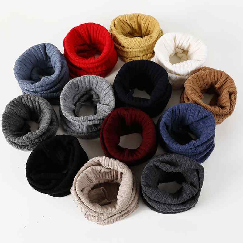 マフラー 秋冬 男性用 女性用 ウール ネックウォーマー 厚手 防風 防寒 保温 無地 シンプル ベージュ系