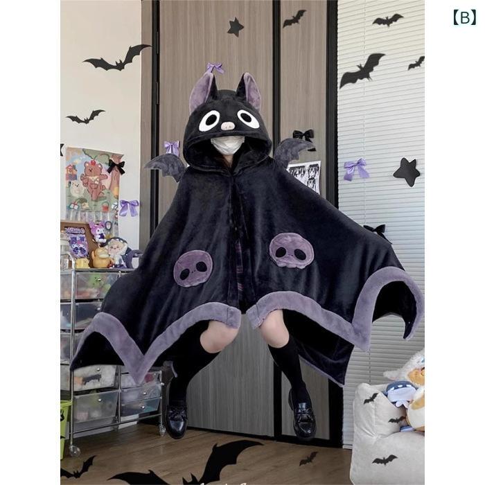 ポンチョ レディース フランネル あったか ブランケット 秋冬 部屋着 かわいい ルームウェア 膝掛け ショール ケープ 防寒 厚手 狐 蝙蝠 白桜桃(x2)