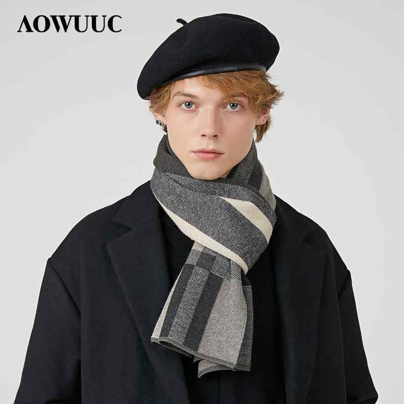 マフラー メンズ 秋冬 ブロックチェック 英国風 暖かい 防寒 配色 切り替え 韓国 ストール 襟巻き ポリエステル