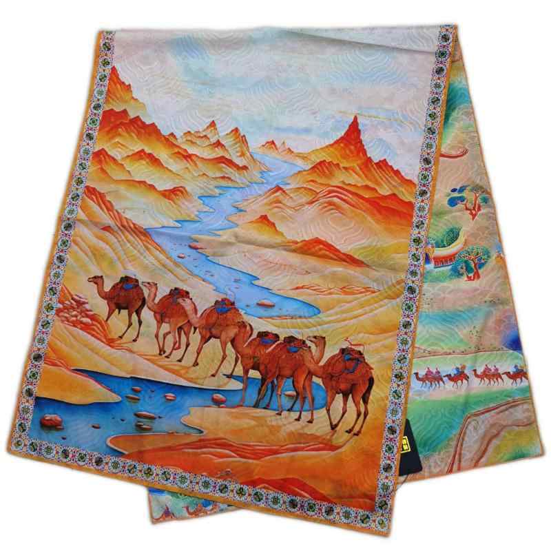 スカーフ レディース 桑絹 香雲紗 春夏 秋冬 レトロ 和柄 花柄 手捺染 両面プリント ストール ショール 日焼け対策 UVカット(x2)