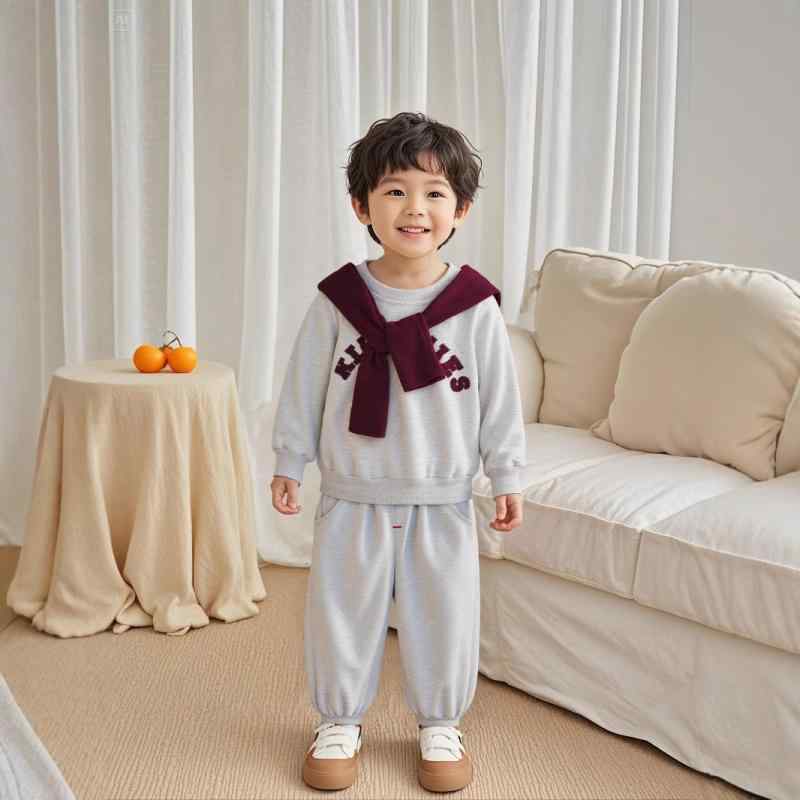 子供用セットアップ 男性用 トレーナー &amp; スカーフ 2点セット 春秋 幼児 韓国 コットン ミディアム丈パンツ トップス グレー ベージュ・カテゴリ: キッズセットアップ・対象: 男の子・スタイル: 韓国・セット内容: トップス.パンツ・袖丈: 長袖・パンツ丈: 長ズボン・生地加工: 柔らか обработка・・素材: 綿80%・トップス: プルオーバー・カラー: ベージュ.グレー・サイズ: 80cm.90cm.100cm.110cm.120cm