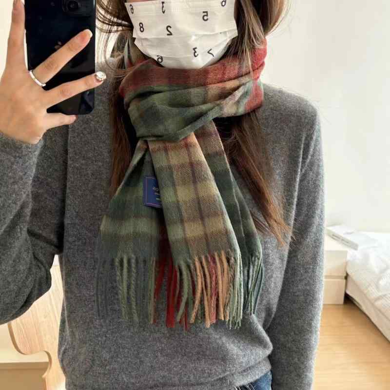 2個セットマフラー レディース メンズ ユニセックス ウール チェック柄 格子柄 ブリティッシュスタイル 英国風 羊毛 保温 秋冬 防寒 ショール ストール 襟巻き 33cm×188cm