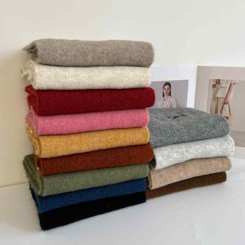 マフラー レディース 秋冬 学生 刺繍 小犬 ワンポイント ニット 防寒 暖かい 風 ベージュ ブラウン カ..