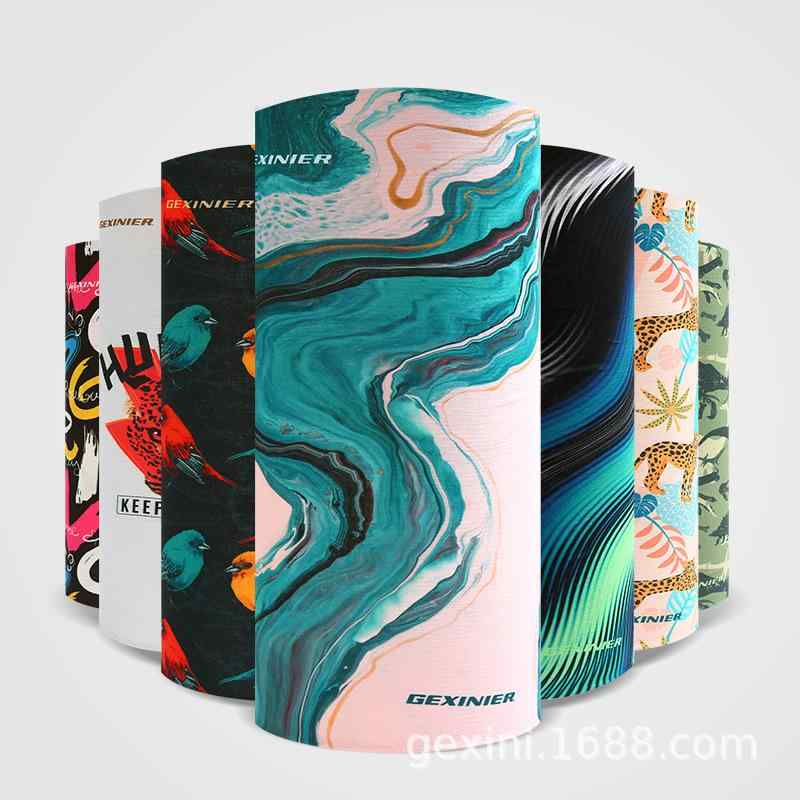 ネックウォーマー メンズ レディース 春夏 薄手 日焼け防止 フェイスカバー スポーツ 接触冷感 幾何学..