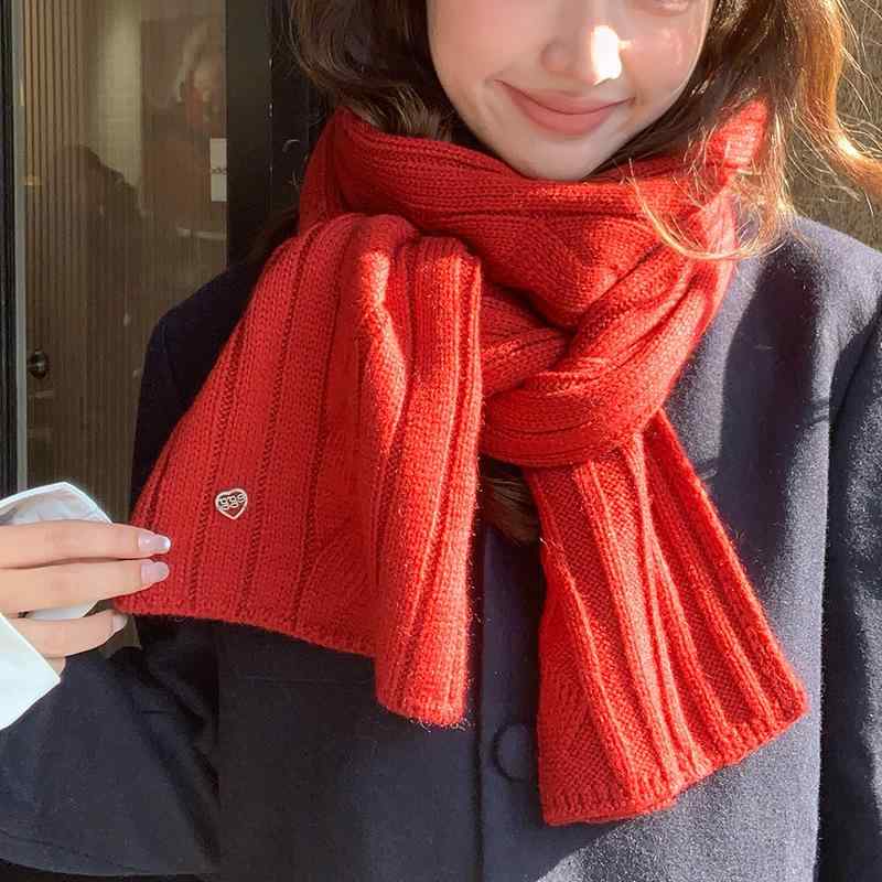 マフラー レディース メンズ 秋冬 韓国 ウール ニット 厚手 無地 保温 ストール シ...