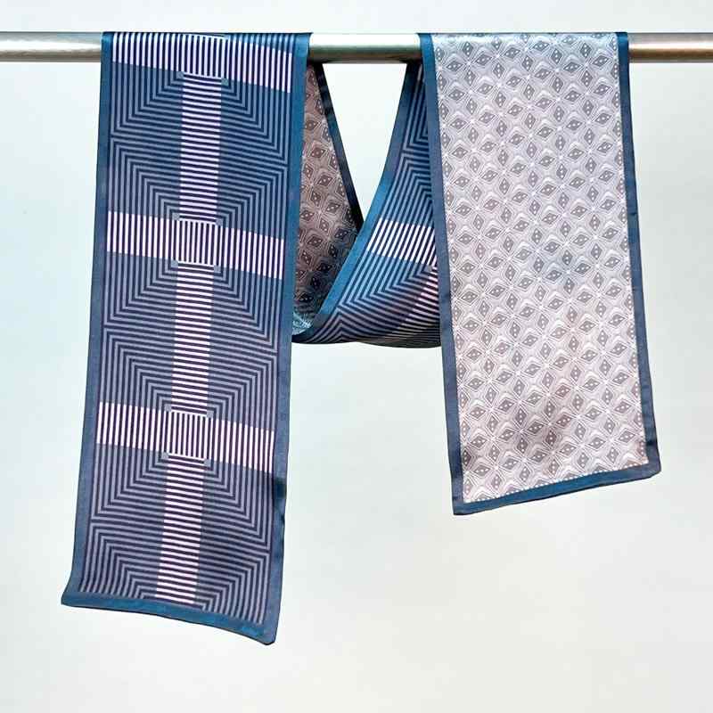 マフラー メンズ レディース 菱形 几何柄 春 スカーフ 冷色 暖色 薄手 軽量