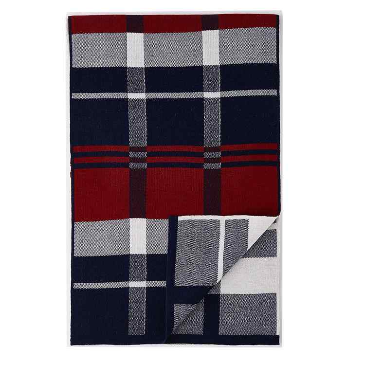 マフラー メンズ 男性用 ウール ニット 格子柄 ビジネス 保温 秋冬 ブラック 黒(x3)