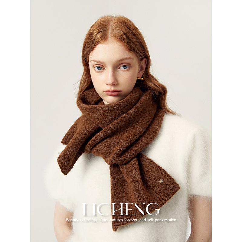 マフラー レディース メンズ 冬物 防寒 ストール 襟巻き チョーカ― 学生 韓国 無地 ニット 暖かい あったか ふわふわ モコモコ チョコレートブラウン ベージュ オートミール ホワイト グレー ピンク パープル レッド ネイビー カーキ
