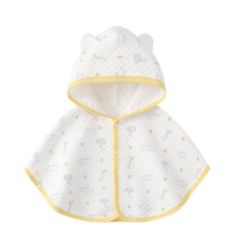 ベビー ポンチョ 春秋 女の子 男の子 防風 アウター 幼児 ケープ 綿 花柄 アニマル柄 かわいい 80cm 10..