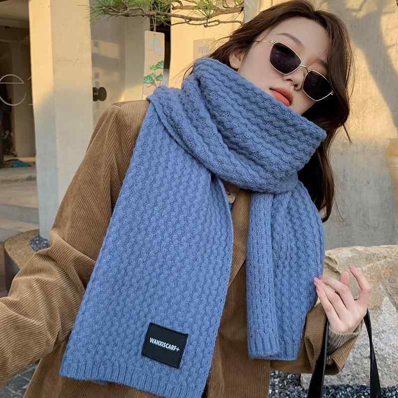 マフラー レディース メンズ 韓国 秋冬 ショール ストール 暖かい 厚手 防寒 カジュアル アウトドア 黄色 波模様