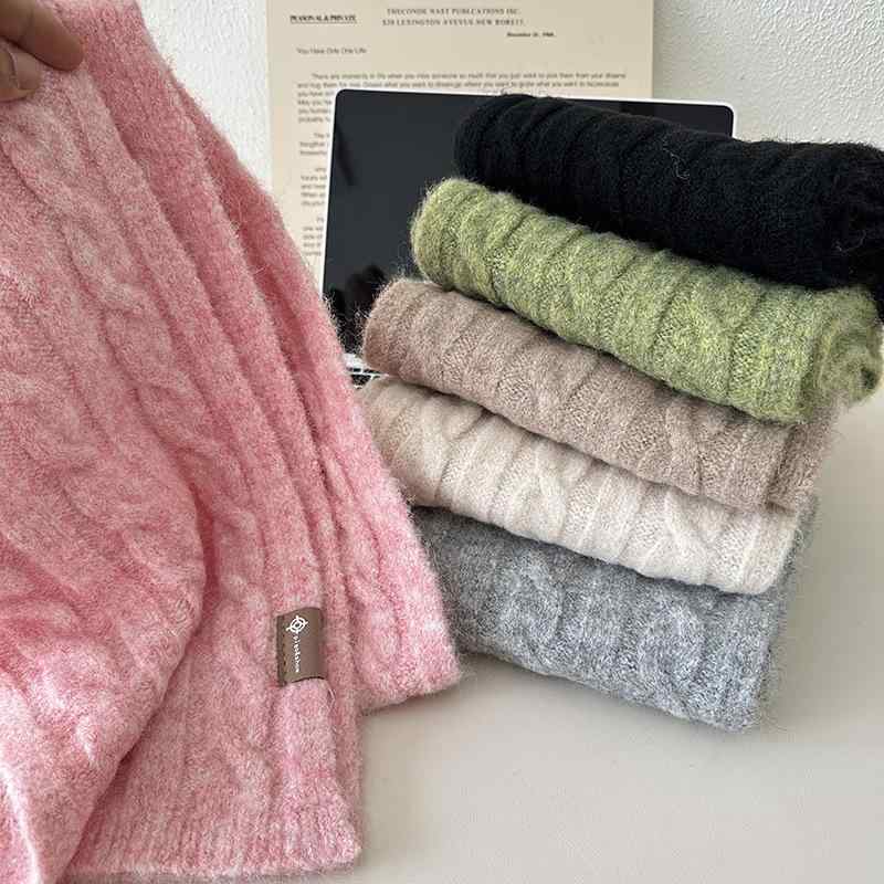 マフラー レディース 大判 秋冬 ウール ニット 柔らかい 保温 ストール ショール 学生 薄手 パステルカ..