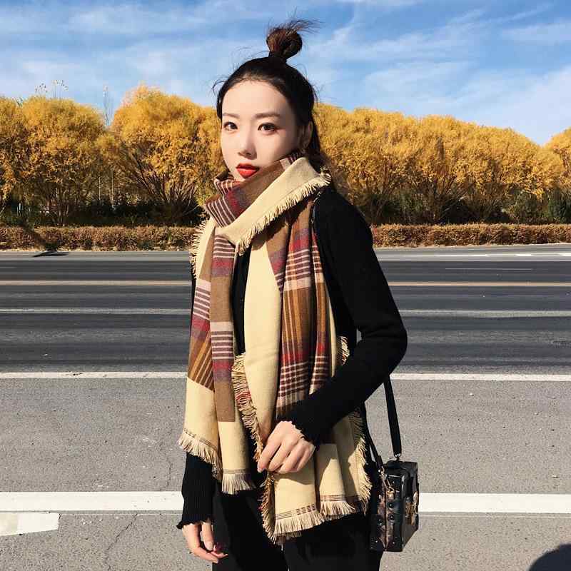 マフラー レディース メンズ ニット 秋冬 格子柄 厚手 ストール ショール 防寒 暖かい 通勤 通学 旅行 オフィス