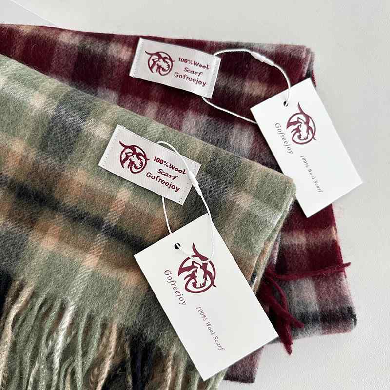 マフラー ストール 秋冬 男性用 女性用 オーストラリア産ウール 纯羊毛 豪華感 クラシック ブリティッシュ レトロ 格子柄 チェック柄 保温 ネックウォーマー ワインレッド グリーン(x2)