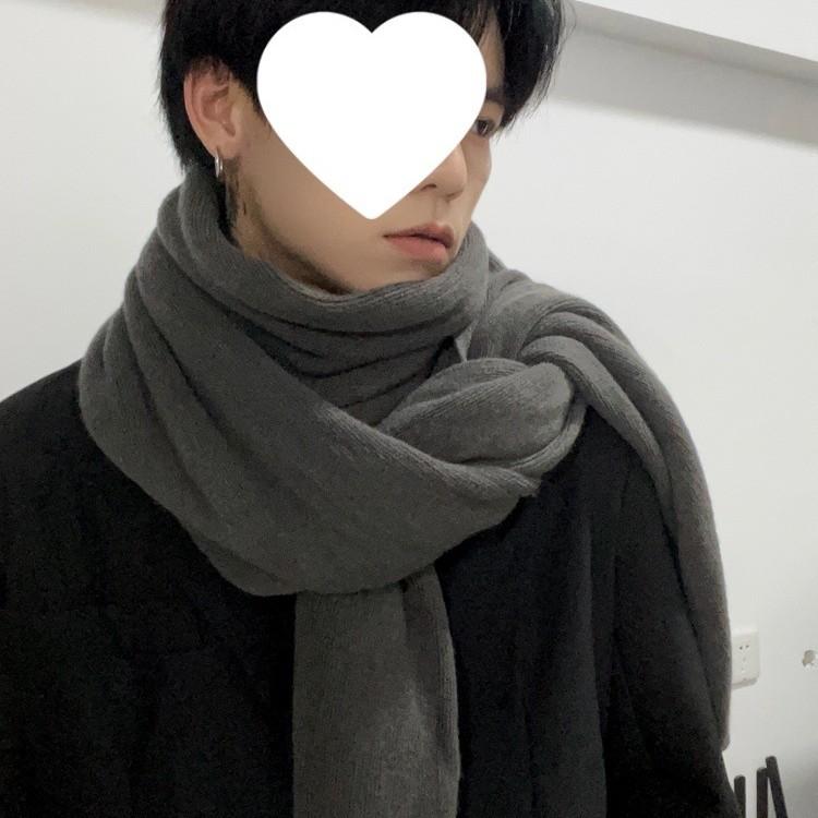 マフラー メンズ 男性用 秋冬 学生 ニット ストール ショール 暖かい 防寒 グレー ブラック レッド コ..