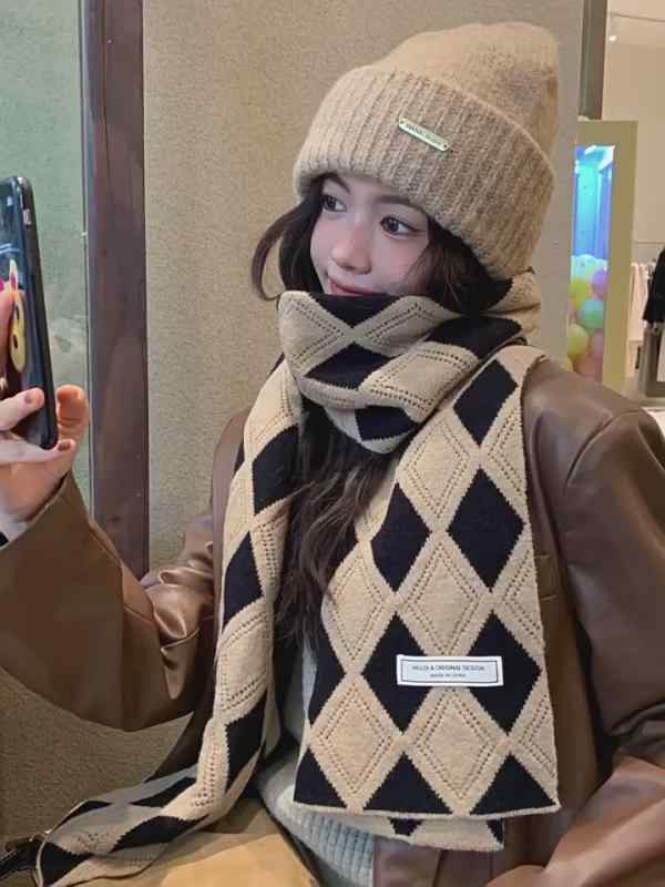 For Women - マフラー レディース 秋冬 レトロ ニット 保温 厚手 学生 豪華感 ストール 襟巻き ブラウン カーキ ブラック レッド グリーン