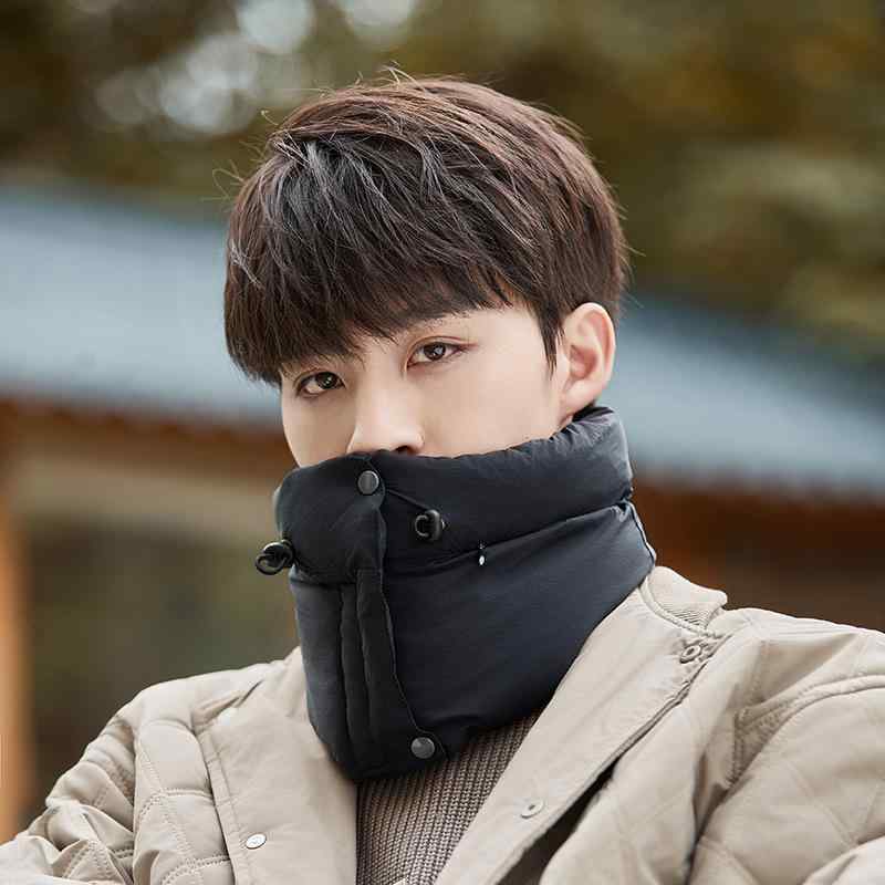 ネックウォーマー 男性用 防寒 ベルベット 無地 秋冬 ブラック グレー ブラウン ホワイト