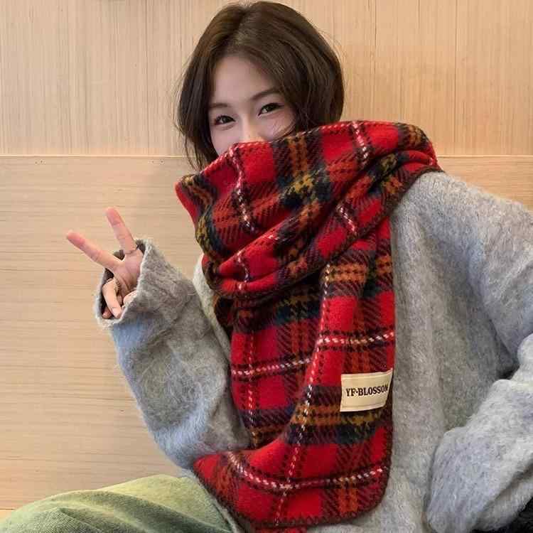 For Women - マフラー レディース 秋冬 格子柄 ストール ショール 大判 メンズ 防寒 あったか レッド コーヒー ピンク ベージュ ブラック ブランケット ひざ掛け ひざかけ 膝掛け オフィス 暖かい 羽織り 羽織物 防寒対策 冷房対策