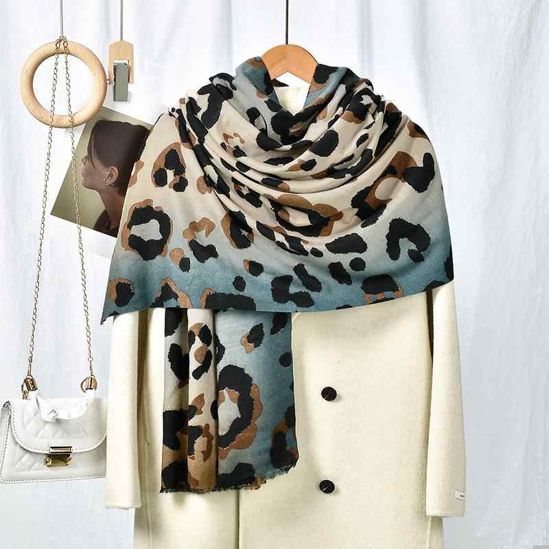 ストール ショール マフラー レディース メンズ ヒョウ柄 豹柄 アニマル柄 コットン リネン 大判 秋冬 防寒 あったか 通勤 旅行