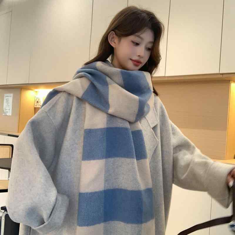 マフラー レディース メンズ 秋冬 学生 あったか 格子柄 チェック柄 大判 ショール ストール ブルー ブラック ホワイト ベージュ ワインレッド コーヒー あったか 防寒 ビジネス 通勤 カジュアル(x2)