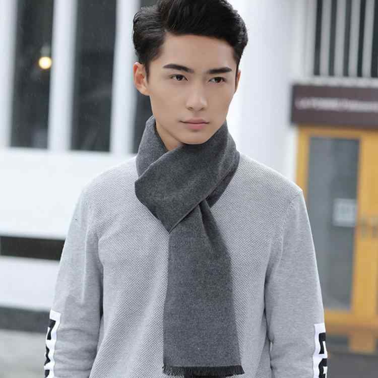 マフラー メンズ 男性用 秋冬 防寒 あったか 無地 コットン 綿 ビジネス カジュアル 黒 ブラック 赤 レッド グレー ワインレッド