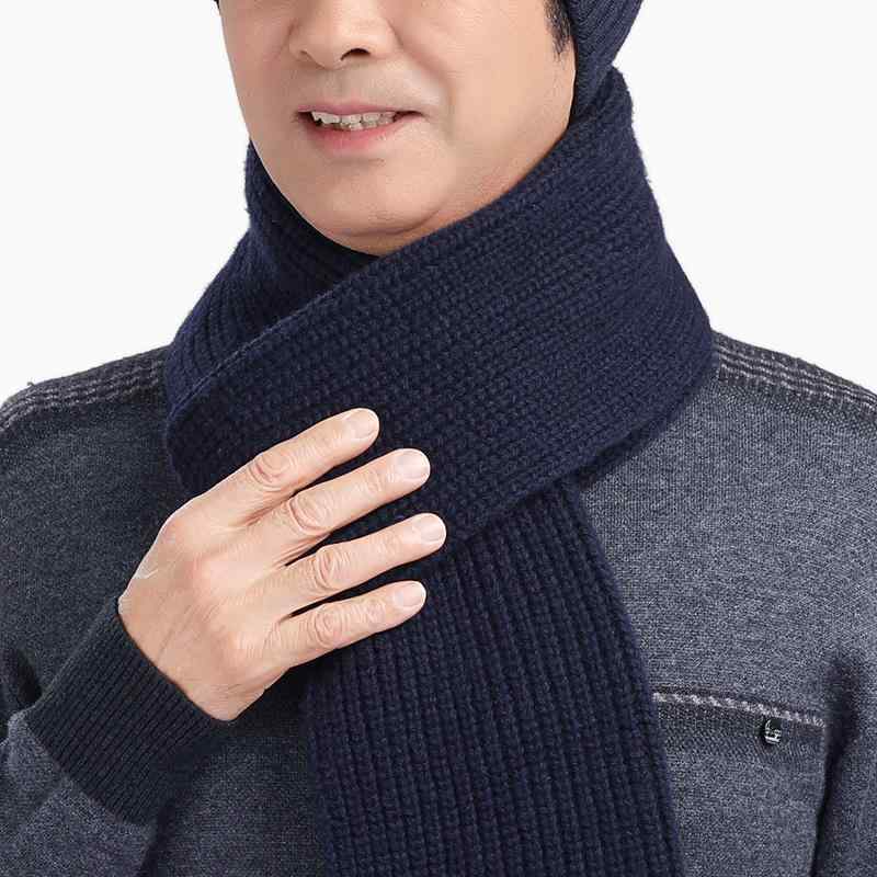 マフラー メンズ 男性用 厚手 ウール ニット 無地 秋冬 保温 暖かい ビジネス カジュアル 普段使い 黒 ブラック グレー
