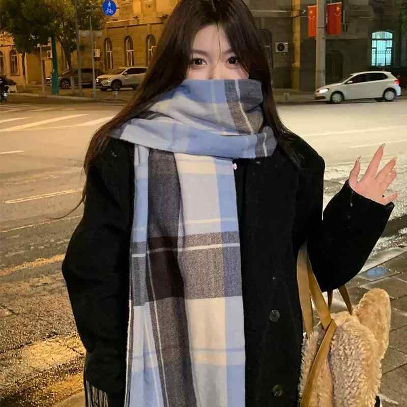マフラー レディース メンズ 秋冬 チェック柄 ストール ショール 仿羊绒 暖かい 防寒 学生 プレゼント ..