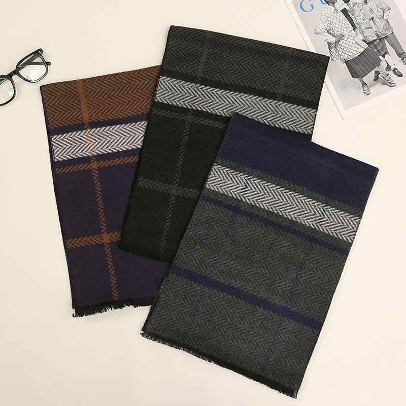マフラー 男性用 秋冬 防寒 人棉 ストール ビジネス 韓国 ブルー グレー ブラック(x2)