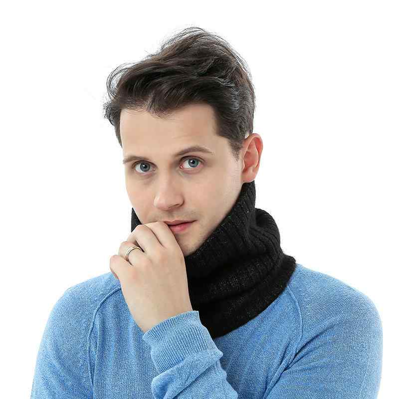 ネックウォーマー 男性用 女性用 ニット スヌード 秋冬 防寒 防風 無地 ブラック グレー グリーン ブラ..