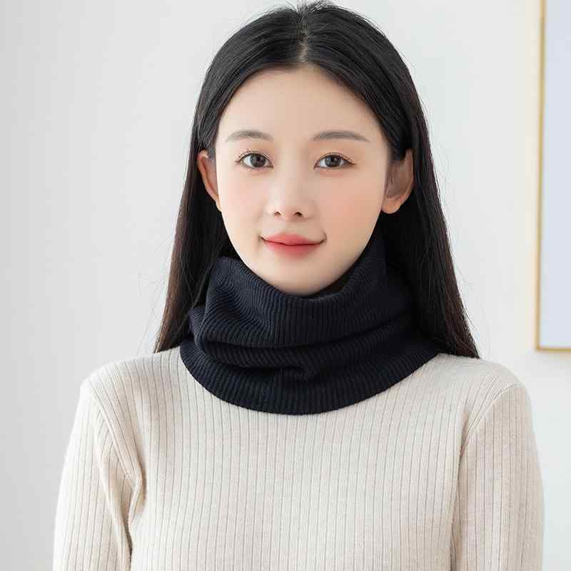 ネックウォーマー 秋冬 男女兼用 防寒 暖かい スヌード ニット 無地 シンプル 保温 厚手 やわらかい チクチクしにくい ブラック ホワイト ネイビー グレー(x2)