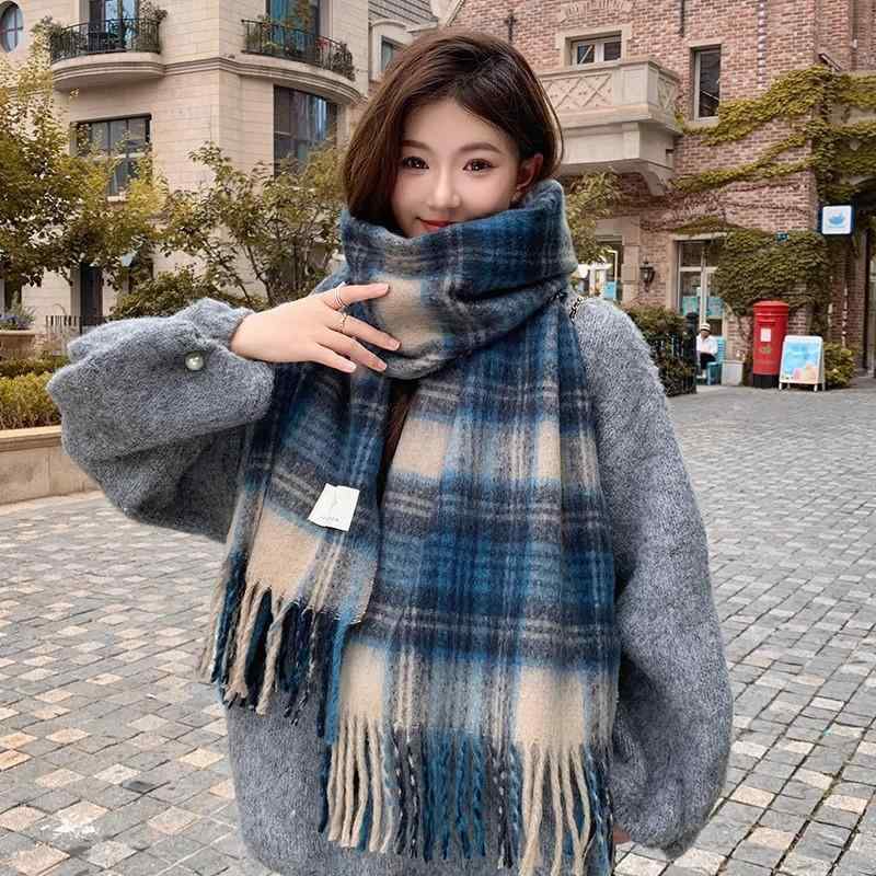 マフラー メンズ 男性用 秋冬 防寒 双面格子柄 豪華感 襟巻き ショール ひざ掛け 膝掛け ギフト プレゼ..