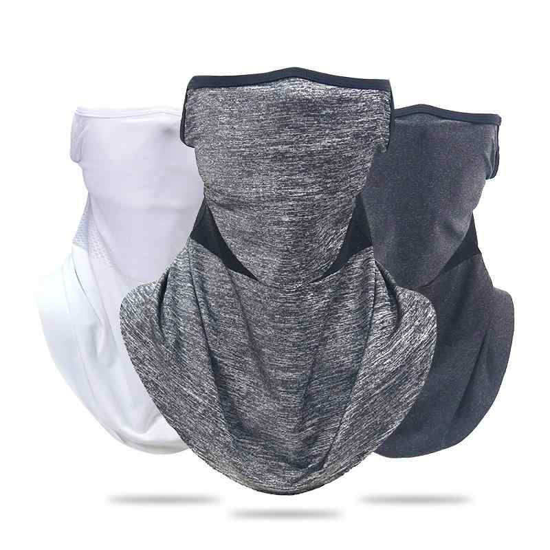 フェイスカバー バイク アウトドア 接触冷感 UVカット スポーツ 深グレー 麻グレー 全白 全黒 防風 通気性 ネックウォーマー