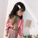 マフラー キッズ 子供用 秋冬 暖か ニット 無地 男の子 女の子 赤 黄色 カーキ(x2)