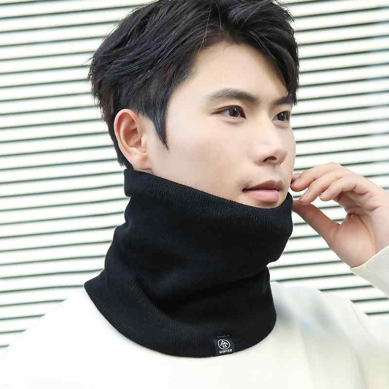 ネックウォーマー 男性用 ニット 裏起毛 防寒 首巻き マフラー レディース 韓国 ブラック 紺 グレー カーキ ブラウン レッド 秋冬 あったか