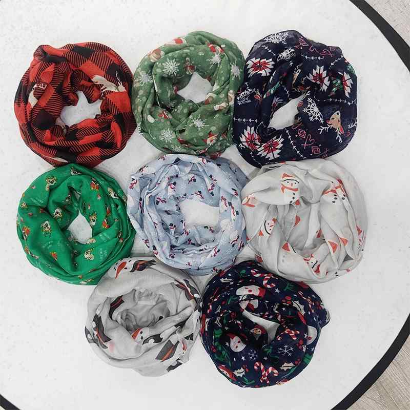 マフラー ストール 秋冬 クリスマス 雪だるま スノーマン プリント バリ紗 柔らかい 薄手 90cm×50cm グリーン レッド ネイビー ライトグレー ブルー(x3)